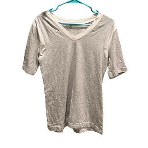 Velocity v-neck grey and white striped top women’s XL